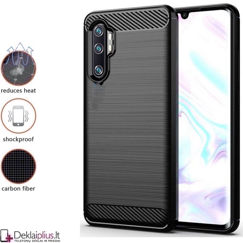 Carbon guminis dėklas - juodas (Xiaomi Mi Note 10 Lite) Carbon guminis dėklas - juodas (Xiaomi Mi Note 10 Lite)